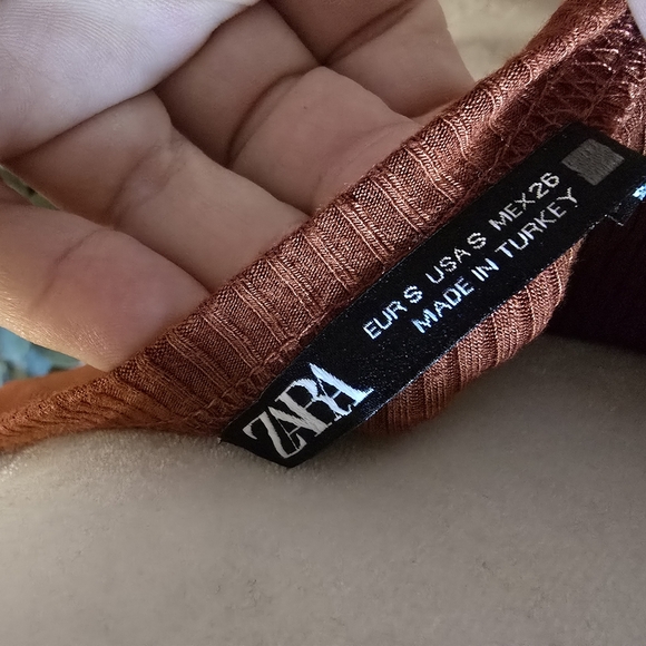 Zara Ribbed Midi Dress Rust Orange Size S - Picture 2 of 5